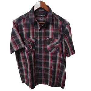 Beverly Hills Polo Club Men’s Plaid Short Sleeve Button-Up Shirt Size Large